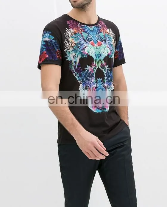 Hot Sales Custom Short Sleeve skull print Wholesale T Shirts for Men