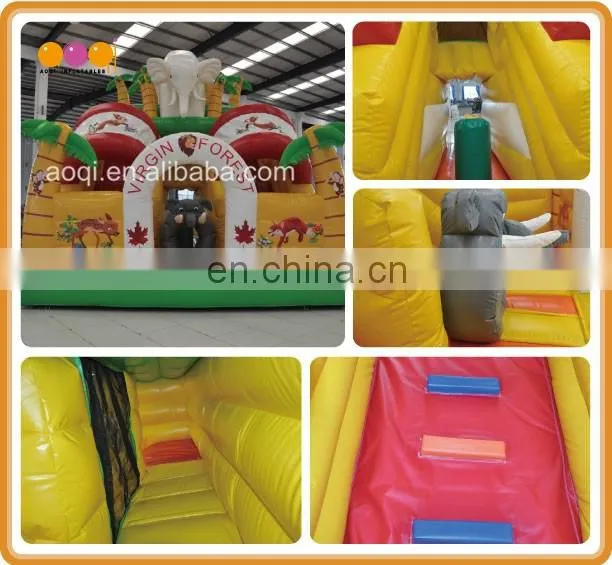 AOQI newest design inflatable animal funcity with slide inflatable city toy for sale