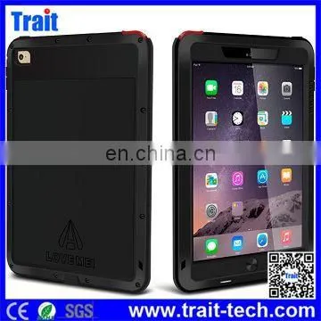 100% Brand Waterproof Shockproof Powerful Metal Aluminium Gorilla Glass Hybrid Case for iPad Air 2,waterproof gorilla glass alum