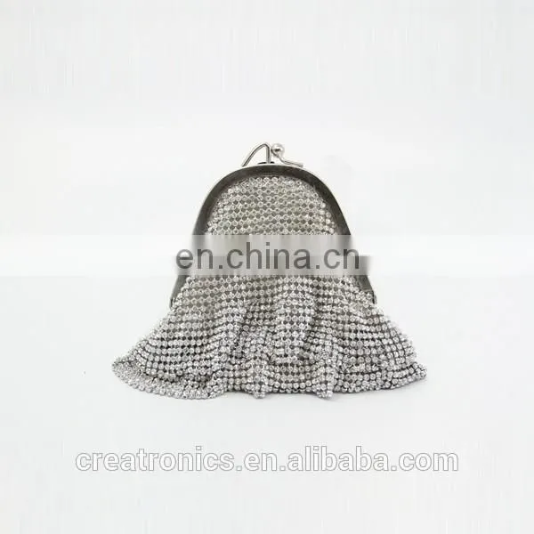 CR Korean designer developed shining diamonds surface skirt design metal frame fancy elegant indian clutch purses wholesale