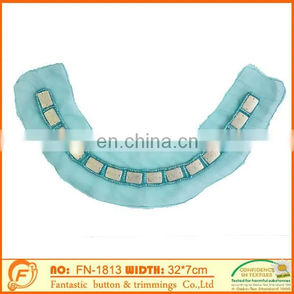 blue handmade neck flower collar with beads lace collar for women garnemtns