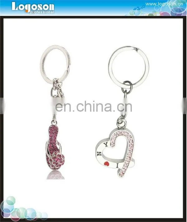 Fashion Heart Shape Metal Crystal Keychain Heart Diamond Keychain