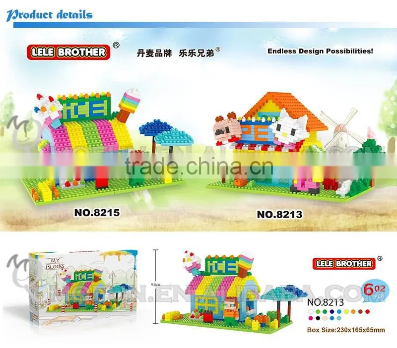 Mini Qute Lele Brother kawaii Ice cream shop kids gift plastic building blocks cartoon model educational toy NO.8213