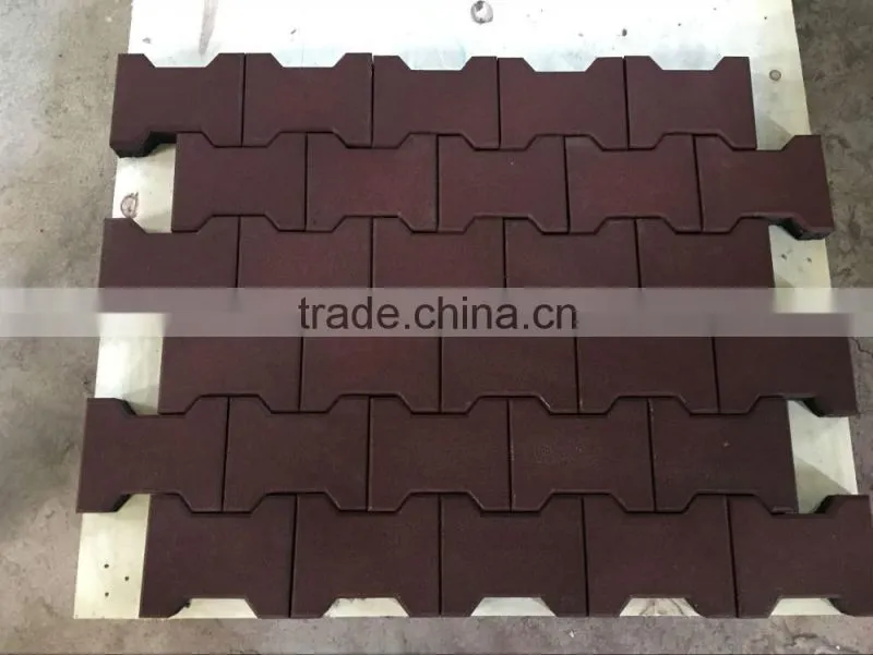 Rubber garage floor tiles interlock dog bone type
