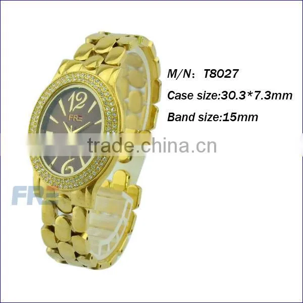 fashion wristband watches watch premium gift quartz watch yellow water resistant (T8027)