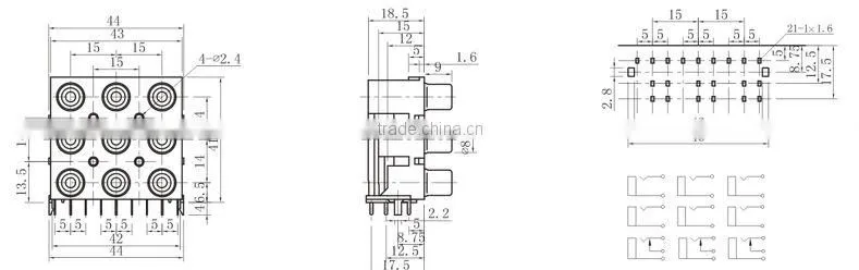 9 pin RCA Audio Connector