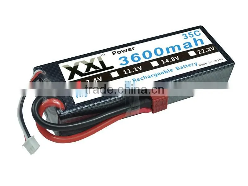 XXL high discharge rate 35C 3600mah 7.4V lipo battery for rc hobby