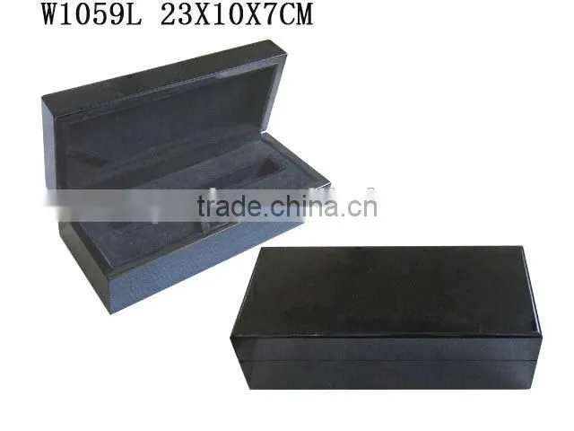 High End Black Leather Covered Wooden Pen Gift Box Wholesale W1059S