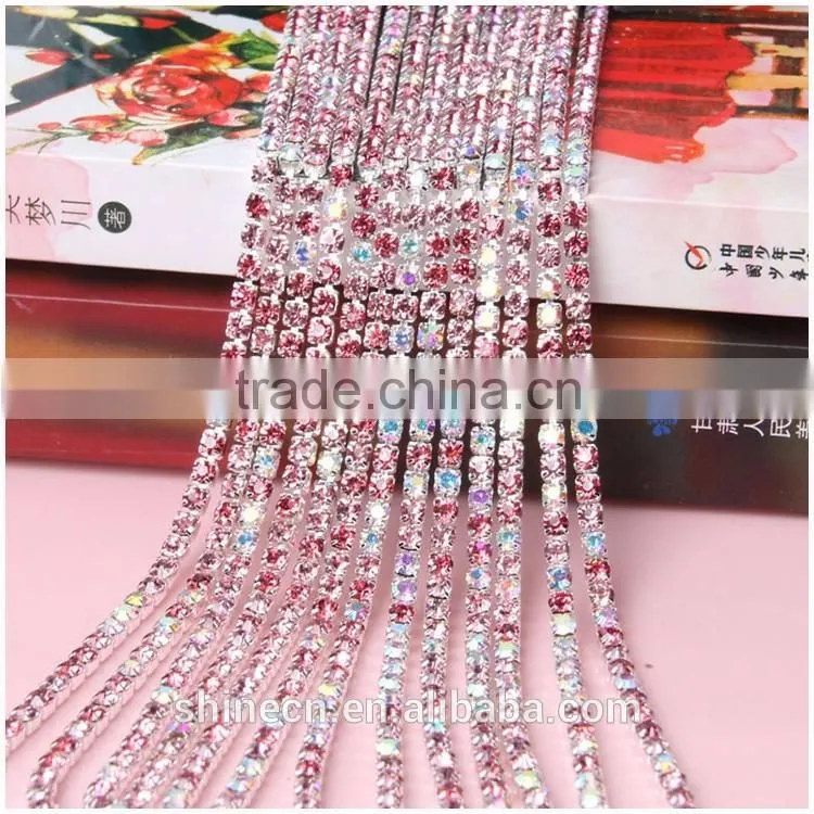 Factory direct multicolor diy AB rhinestone YIWU Wholesale Hot Sale Hot fix Strong glue silver close Rhinestone cup chain