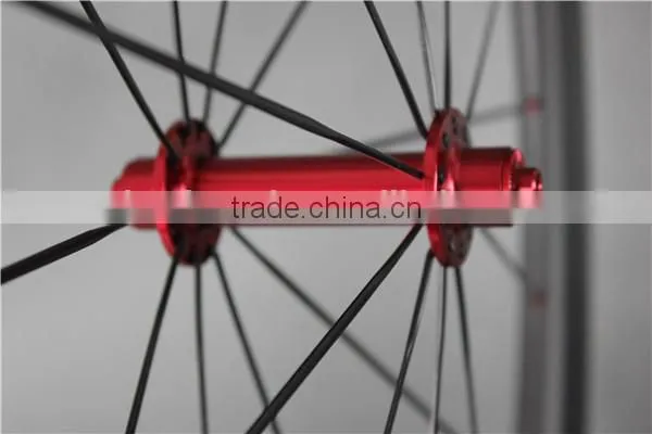 Full carbon fiber road bike wheelset red R13 hubs carbon bike wheels W56T