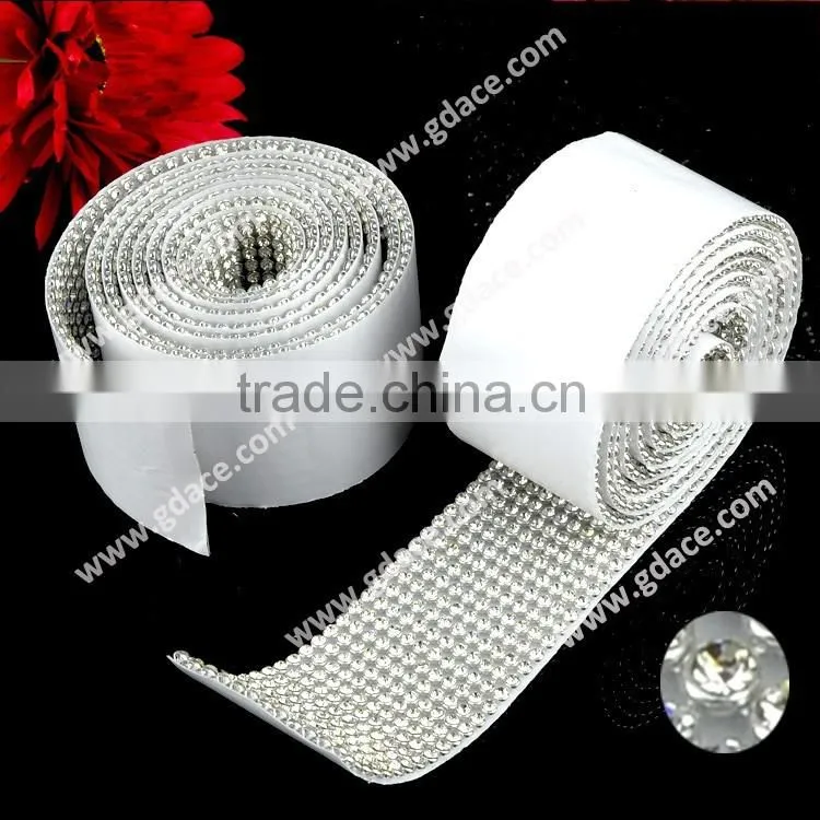 Self Sticker Rinestone Mesh, Self-Adhesive Sticky Stone Banding, Sticky Crystal Strass Mesh Trimming