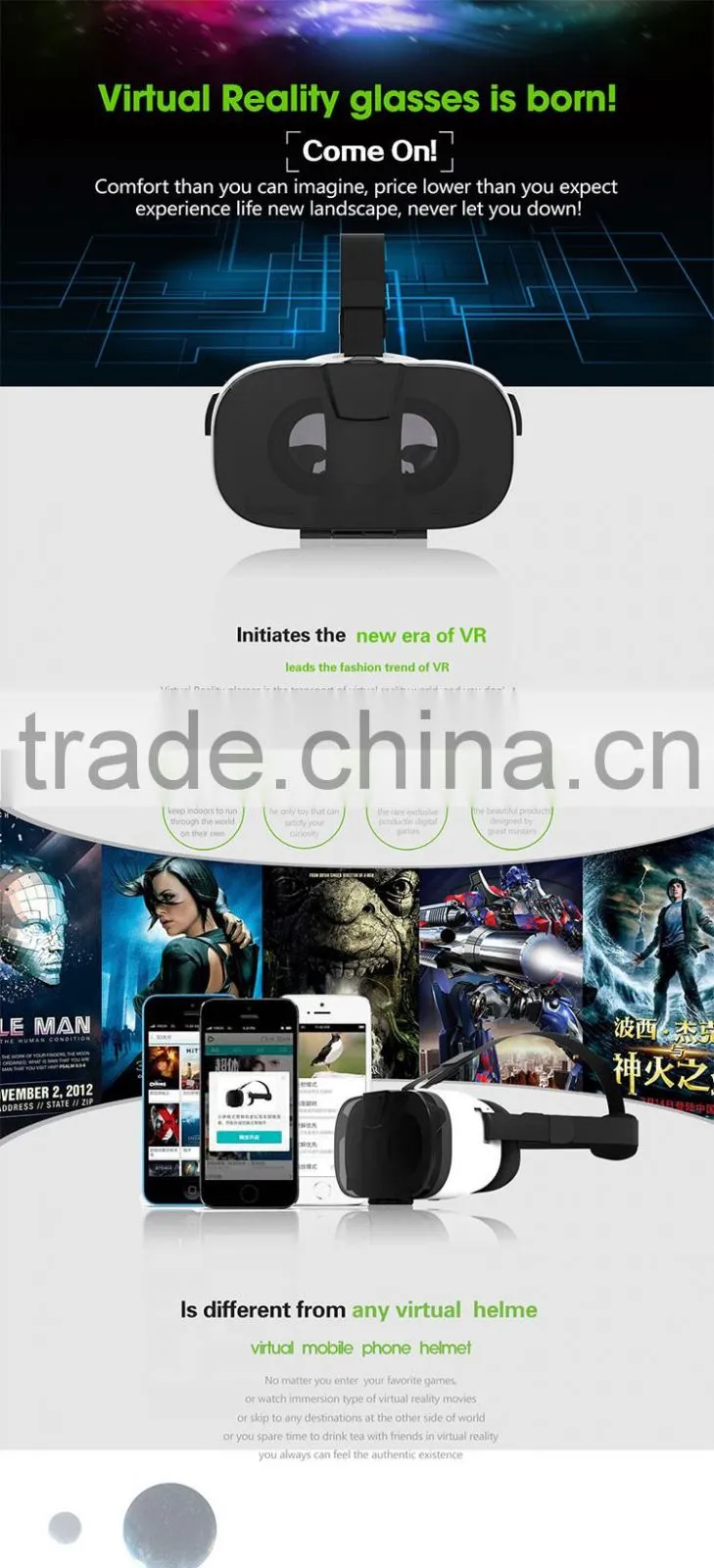 Vr box 3d glasses with game remote, Gaoxin private xnxx 3d video porn glasses virtual reality, 3d vr glasses virtual reality