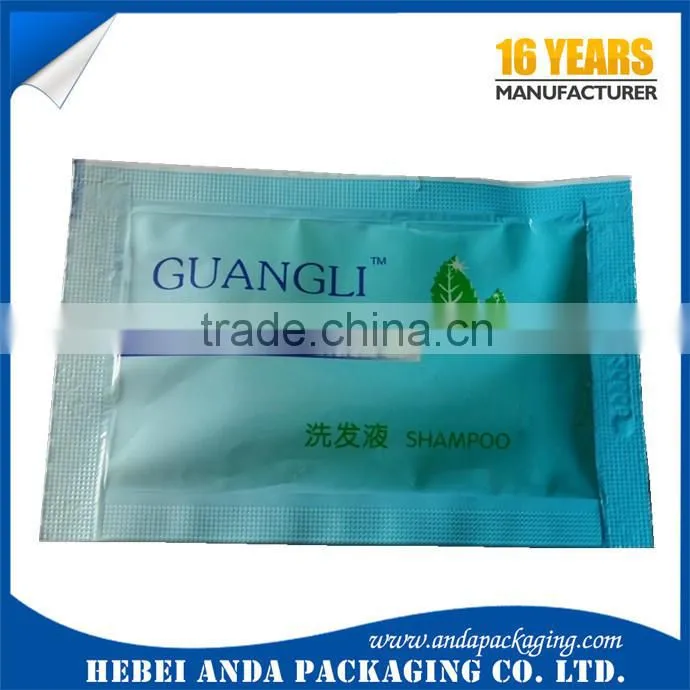 Small shampoo packaging bag for hotel shampoo sachet packaging/shampoo material