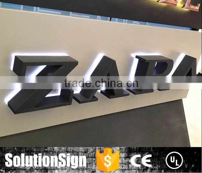 High quality wall mounted custom led backlit stainless steel letter signs