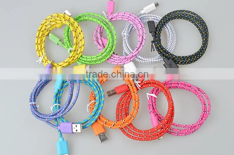 1m Round Braided Textile Electrical usb Cable/Wire/Pulley Cord 2 wires