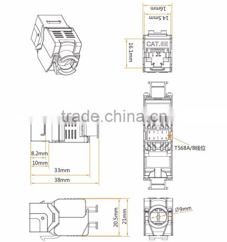 High Quality Utp 5E Cat 6 Rj45 Unshielded Keystone Jack