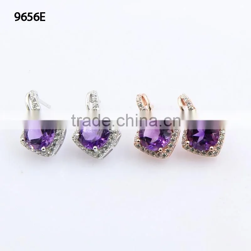 Yujinfu Amethyst 925 sterling silver pendant rhodium plated jewelry with CZ setting