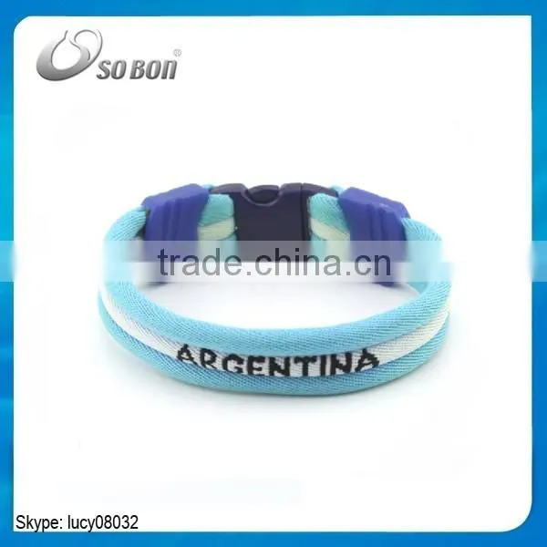 Wholesale ajustable wire country flags silicone bangle man hand bracelet