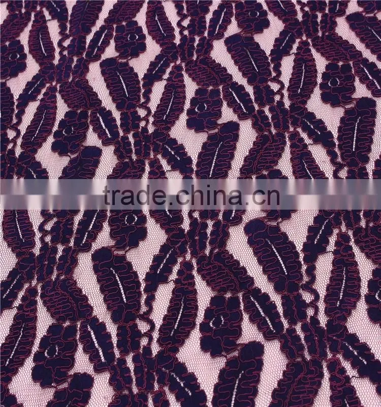 Good quality cotton nylon net cord lace fabric with scallop edges for garment