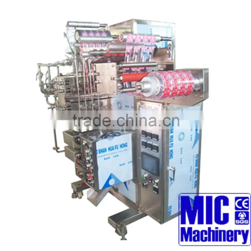 MIC- four side sealing and filling sachet /pouch packing machine willl reach 100-800bags/min for granlue and powder