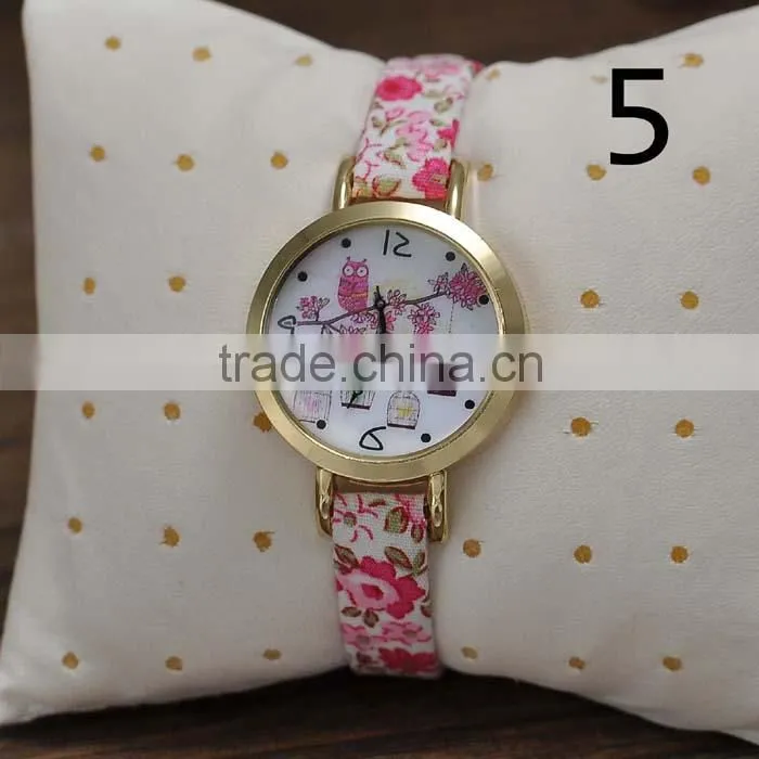 Bronze Women Copper Denim Strap Quartz High Quality Wrist Watch