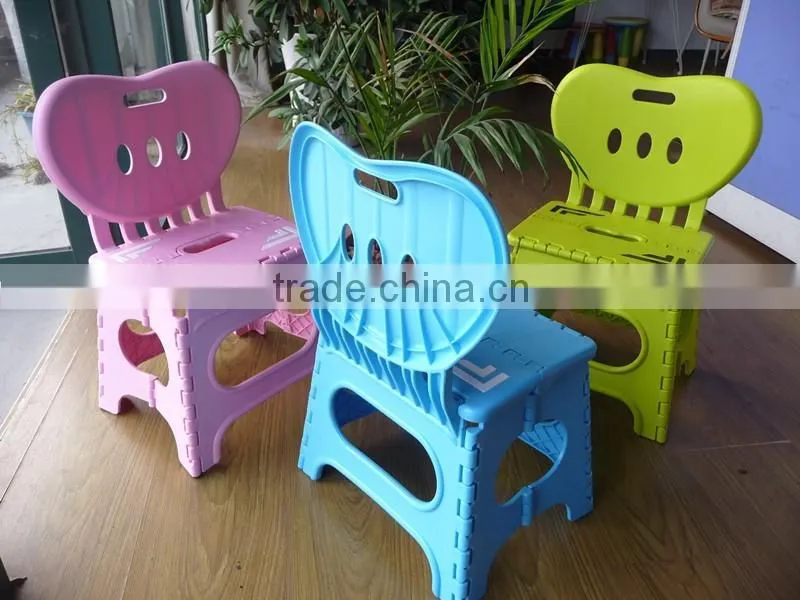 2016 New design plastic kids portable folding step stool with backrest