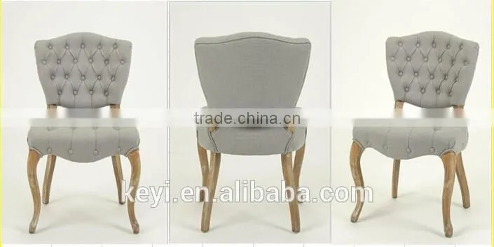 Fabric optional button design coffee room use upholstered Side Chair/wooden dining chair (CH-273-OAK)