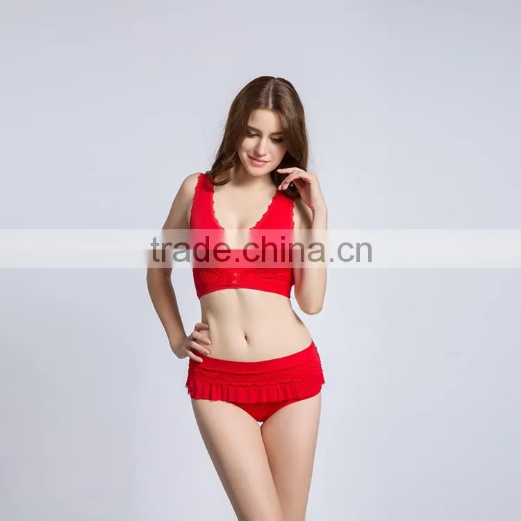 Fancy seamless women lace bra and underwear sexy sports bra panty set