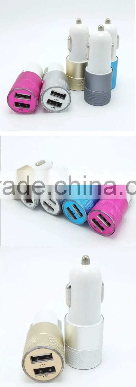 5V2.4A universal lipstick metal usb portable car mobile charger