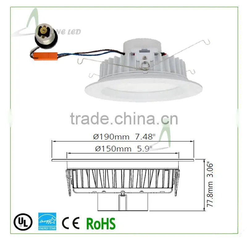 High lumen CUL /Energy Star listed 4inch 12W led downlight& Traic dimmable UL downlight 12w retrofit