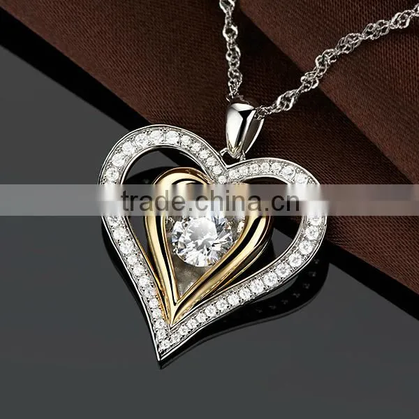Unique jewelry Wholesale fashion jewelry 925 Sterling Silver Rhodium plated heart shape Pendant