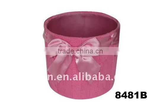 Knit Storage Basket with Satin Bow Decoration