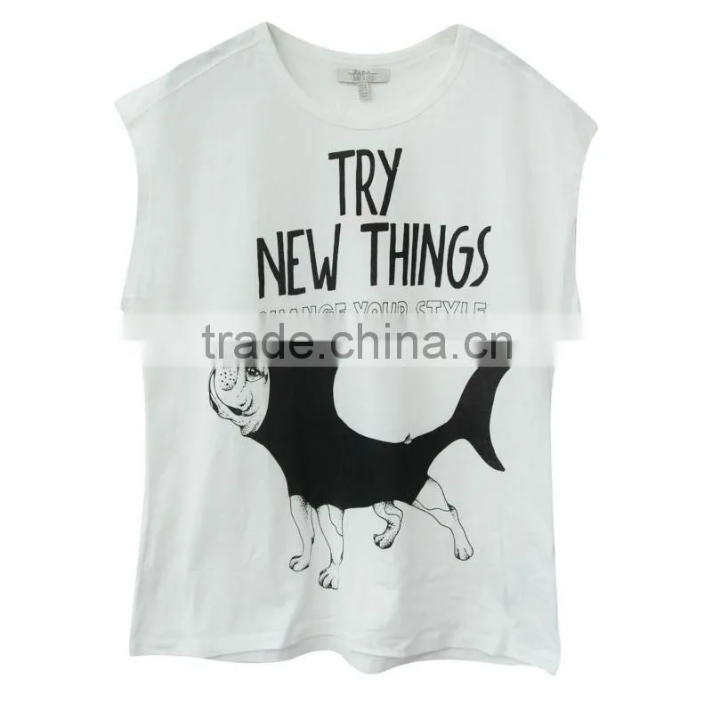 Animal and words printed Sleeveless t-shirt