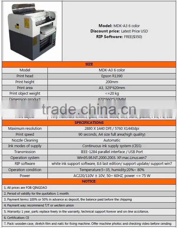 Sales Promotion Free software Economical Multi-function digital inkjet flatbed printer