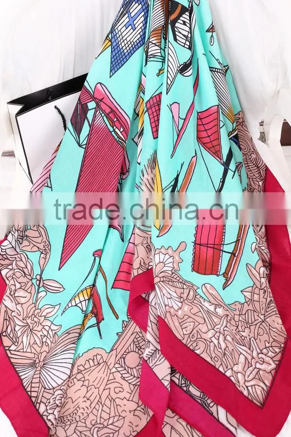 Beautiful new design polyester printed lady fashion scarf silk