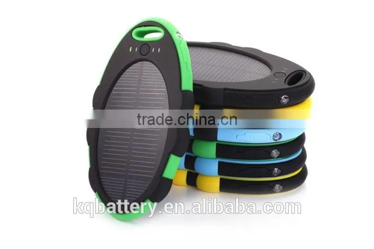dual usb port 5000mah portable backup solar power bank charger
