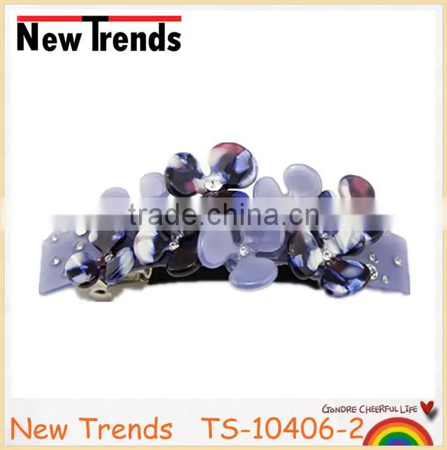Top quality colorful resin flower hair ornaments, flower hair clip with rhinestone