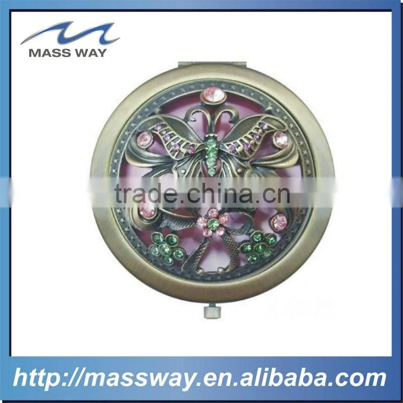 high grade zinc alloy custom 3D gold make up mirror