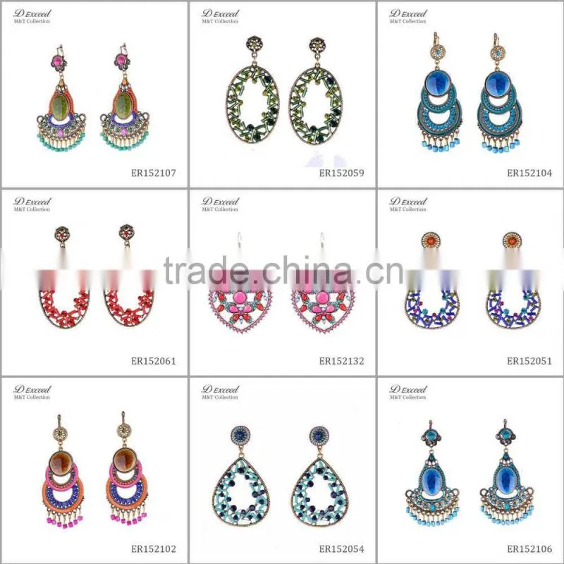 Yiwu Jewelry Factory D Exceed Fashion Crystal Silver Plating Water Drop Earrings Resin Alloy Dangle Earrings
