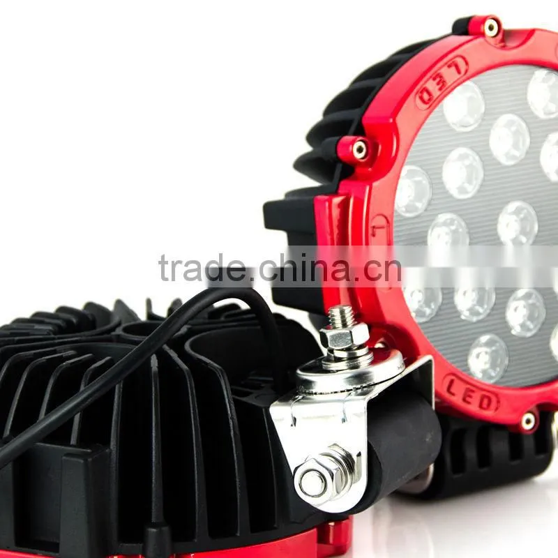 Auto Parts Offroad LED Work Light IP67 12V Epistar 51W LED Work Light for cars, Red/Black 51w LED Work Light