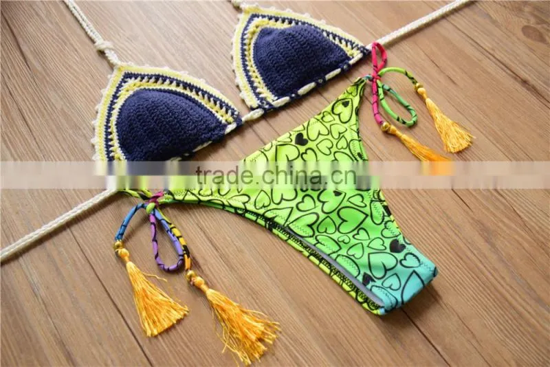 summer sexy girl handmade crochet bikini, crochet knitted bikini pure hand