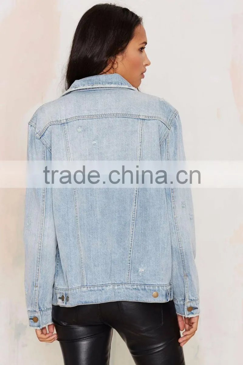 OEM Service Alibaba China Oversized Boyfriend Denim Jackets for Women