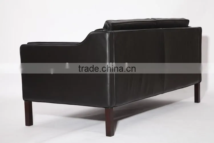 Designer furniture black 2 seater living room borge mogensen sofa leather
