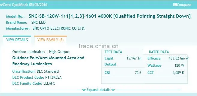 DLC/UL/cUL Certification and Cold White Color Temperature led parking lot lighting 120w China manufactory