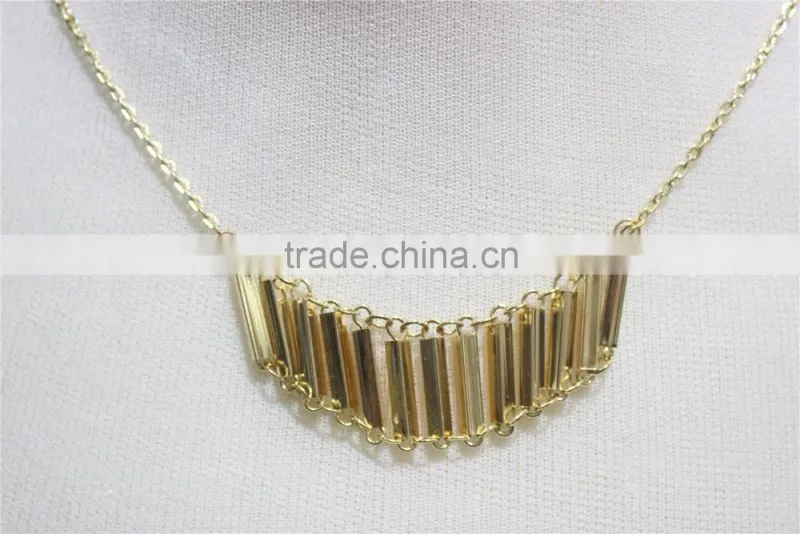 Gold Simple Pendant Necklace Goldtone Bar Connected Necklace 2016 Fashion Style Wholesale
