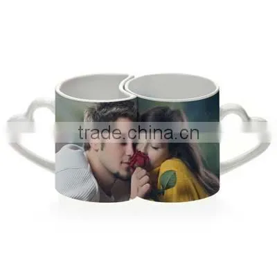 heart shape ceramic couple mug