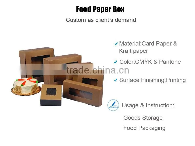 2017 Food Grade Paper Cake Sandwich Box With LOGO Printing