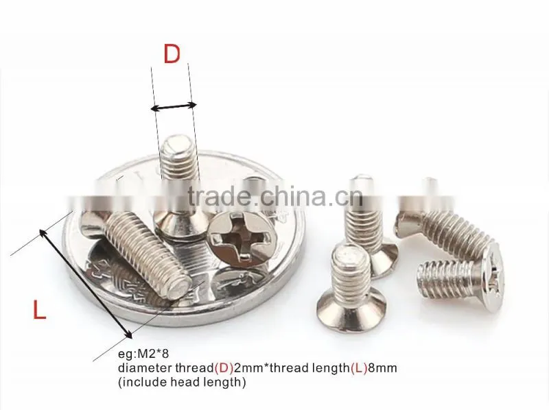 Carbon-steel black kilvery cross recessed plated flat head machine screw