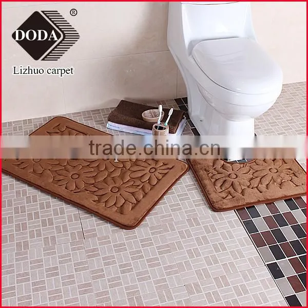 microfiber flannel embossed non slip pvc backing contour bath rug