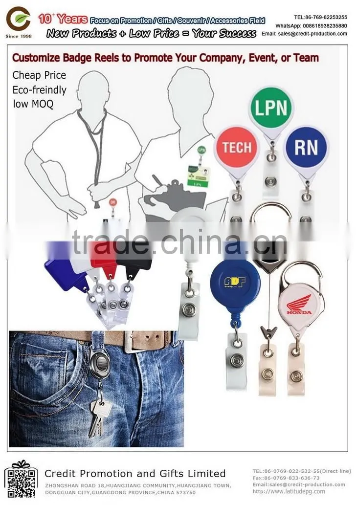 Metal Badge Reel, Metal Badge Clip Cocodrile, Holder and accesories of pvc cards